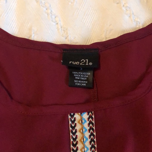 Rue 21 embroidery blouse (S) maroon in color - Picture 2 of 3